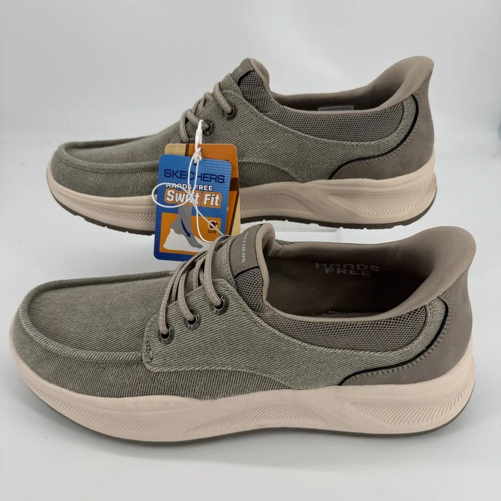 Skechers Mens Hands Free Slip-ins Swift Fit Taupe Sneaker 66747S TPE 10.5